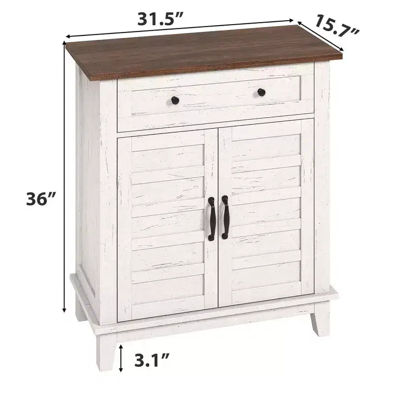 Modern Sideboard Buffet Cabinet with 3-Tiers Adjustable Shelf with 7 Gears,Kitchen Storage Cabinet with a Large Drawer for Dining Room, Entryway