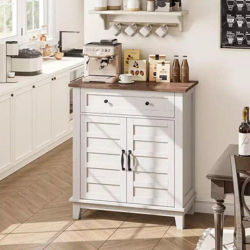 Modern Sideboard Buffet Cabinet with 3-Tiers Adjustable Shelf with 7 Gears,Kitchen Storage Cabinet with a Large Drawer for Dining Room, Entryway
