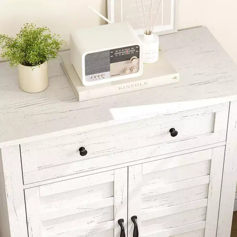 Modern Sideboard Buffet Cabinet with 3-Tiers Adjustable Shelf with 7 Gears,Kitchen Storage Cabinet with a Large Drawer for Dining Room, Entryway