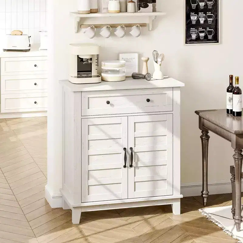 Modern Sideboard Buffet Cabinet with 3-Tiers Adjustable Shelf with 7 Gears,Kitchen Storage Cabinet with a Large Drawer for Dining Room, Entryway