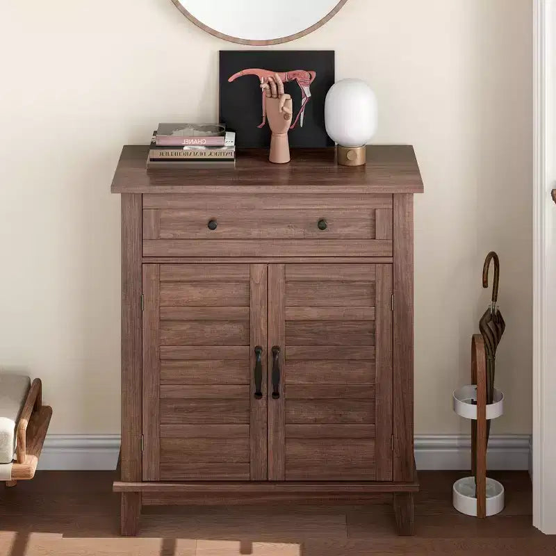 Modern Sideboard Buffet Cabinet with 3-Tiers Adjustable Shelf with 7 Gears,Kitchen Storage Cabinet with a Large Drawer for Dining Room, Entryway