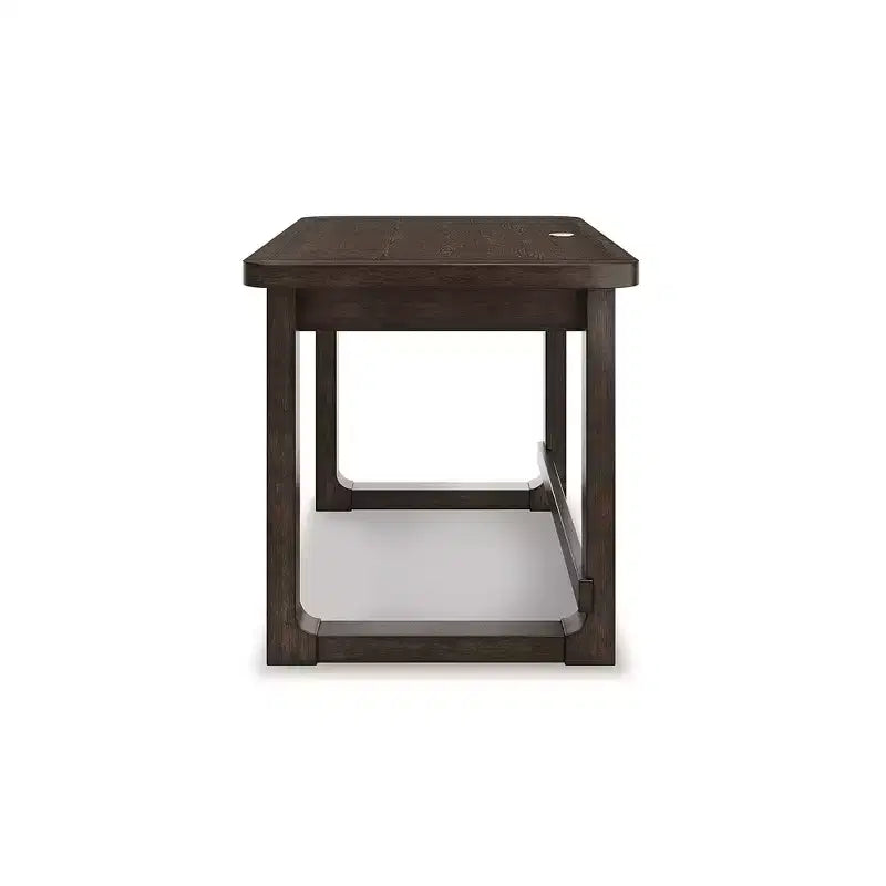 Home Office Desk with 2 Drawers - Dark Brown Wood Finish and Cord Management Cutout
