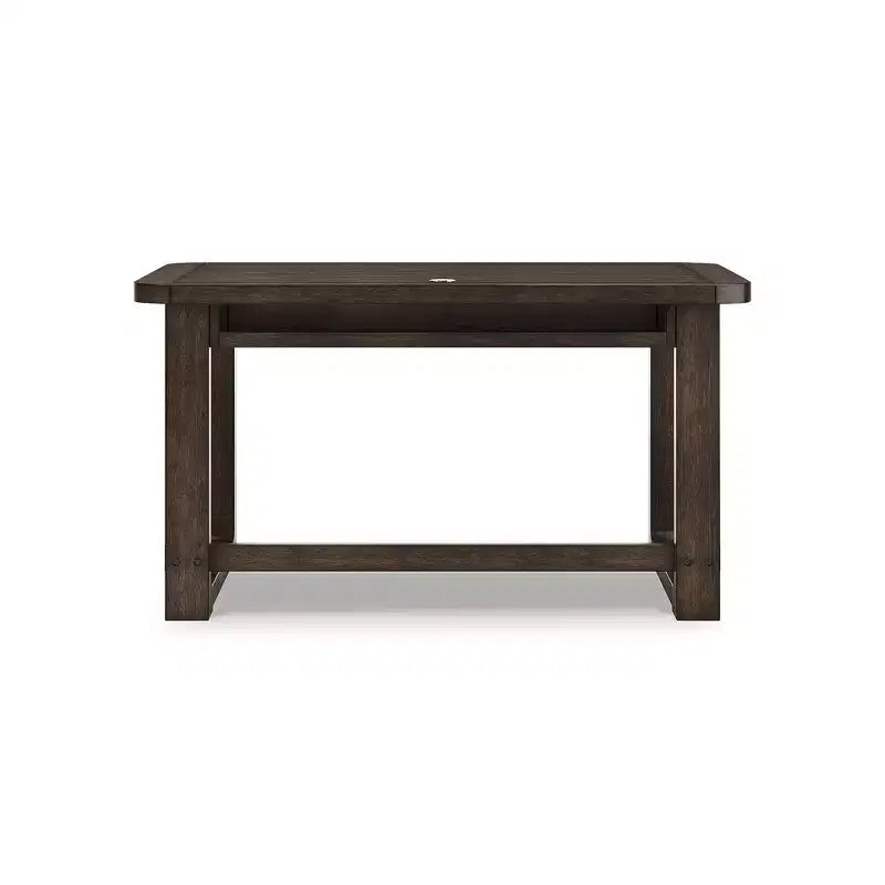 Home Office Desk with 2 Drawers - Dark Brown Wood Finish and Cord Management Cutout