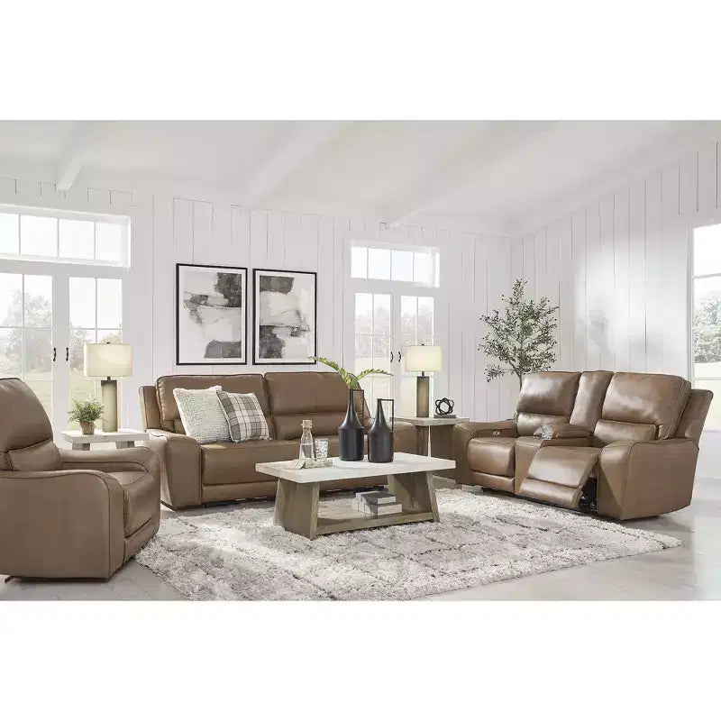 Coffee Table - Light Brown Wood with Faux Cement Top, Rolling Casters, Bottom Shelf Storage