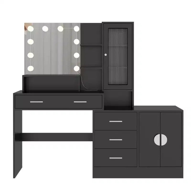 Makeup Vanity with Lights, USB & Power Outlet and Drawer Cabinet