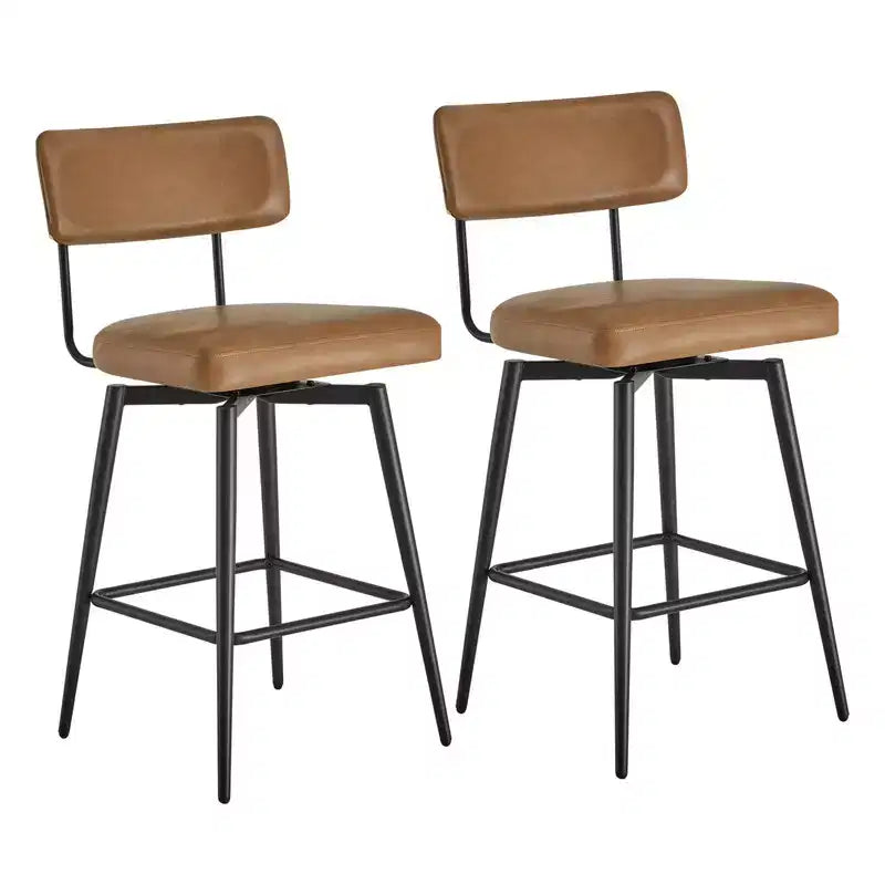 Swivel Counter Height Bar Stool Chairs with Metal Frame Set of 2