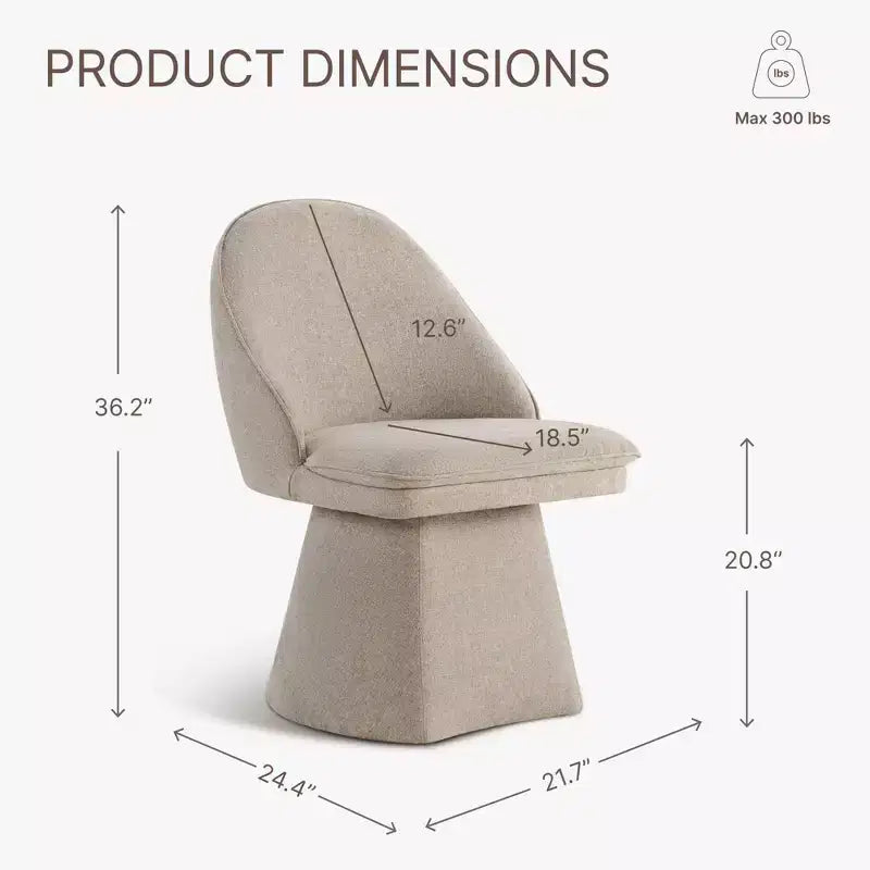 Swivel Dining Chair with High Curved Back & Conical Base