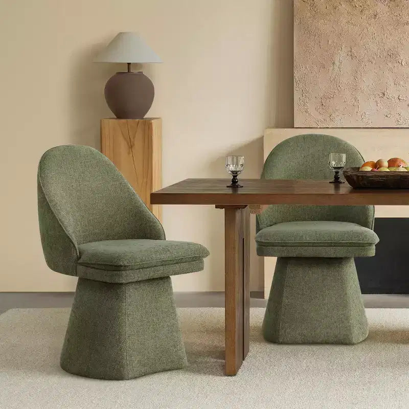 Swivel Dining Chair with High Curved Back & Conical Base