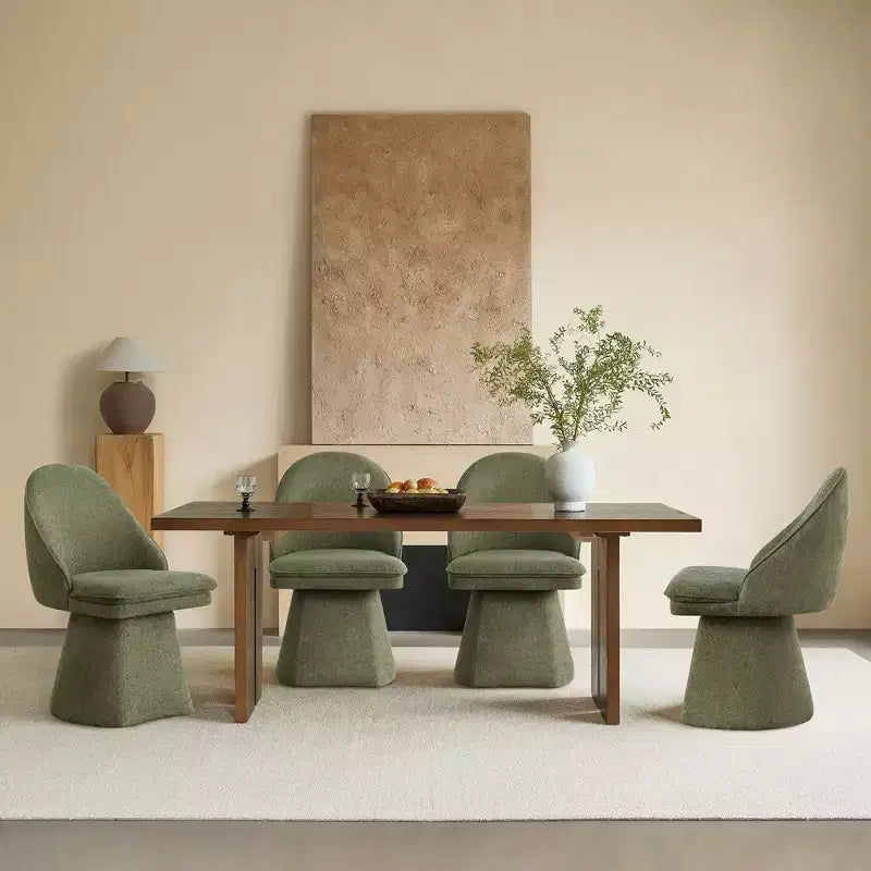 Swivel Dining Chair with High Curved Back & Conical Base