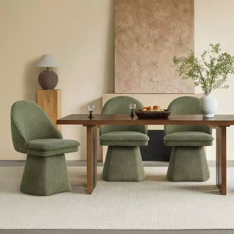 Swivel Dining Chair with High Curved Back & Conical Base