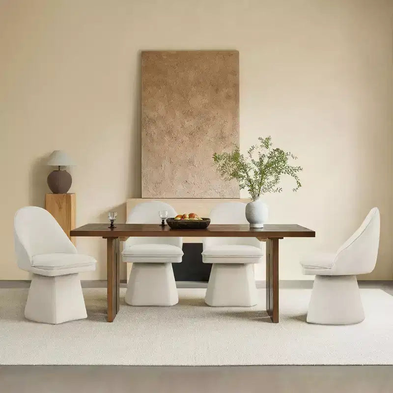 Swivel Dining Chair with High Curved Back & Conical Base