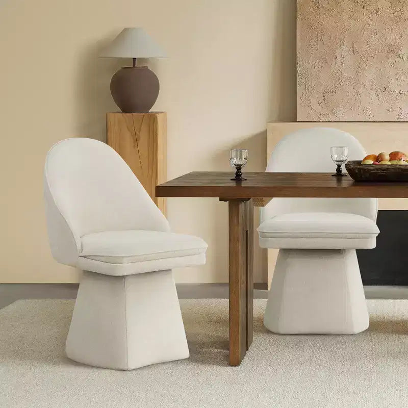 Swivel Dining Chair with High Curved Back & Conical Base
