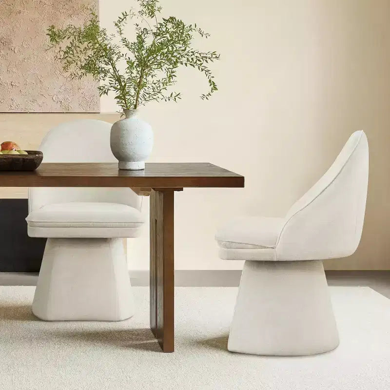 Swivel Dining Chair with High Curved Back & Conical Base