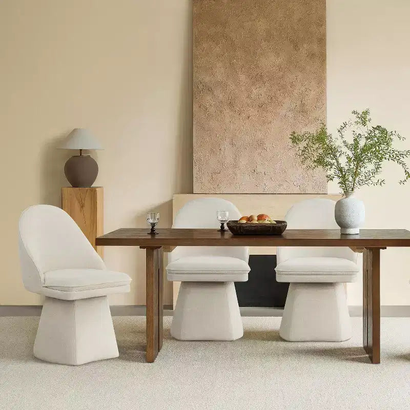 Swivel Dining Chair with High Curved Back & Conical Base