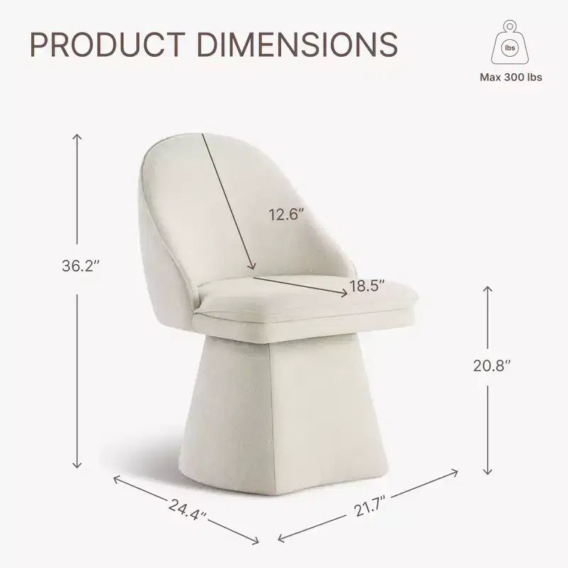 Swivel Dining Chair with High Curved Back & Conical Base