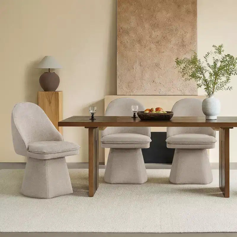Swivel Dining Chair with High Curved Back & Conical Base