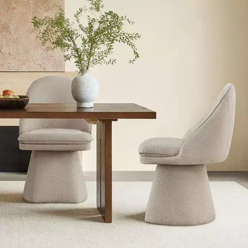 Swivel Dining Chair with High Curved Back & Conical Base