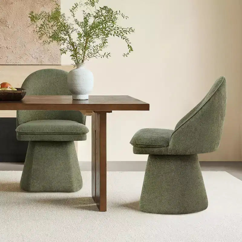 Swivel Dining Chair with High Curved Back & Conical Base