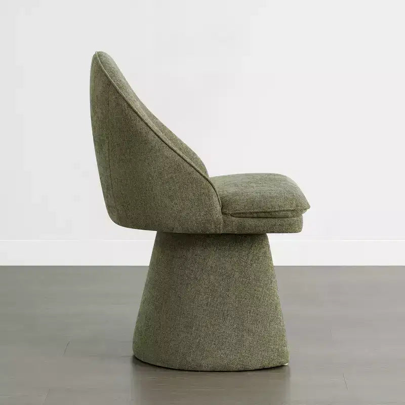 Swivel Dining Chair with High Curved Back & Conical Base