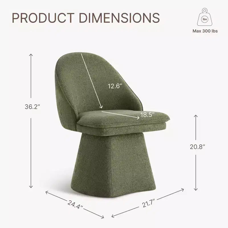 Swivel Dining Chair with High Curved Back & Conical Base