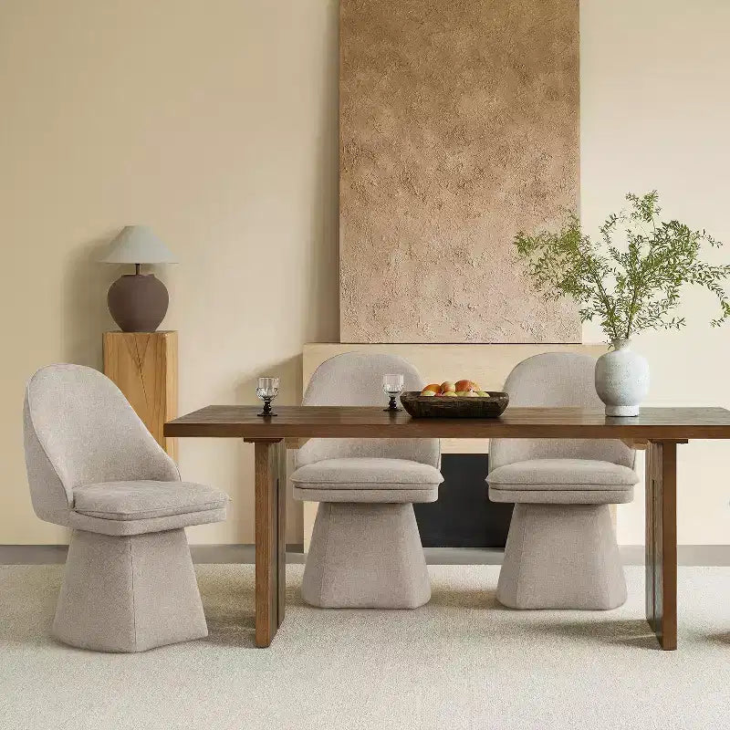 Swivel Dining Chair with High Curved Back & Conical Base