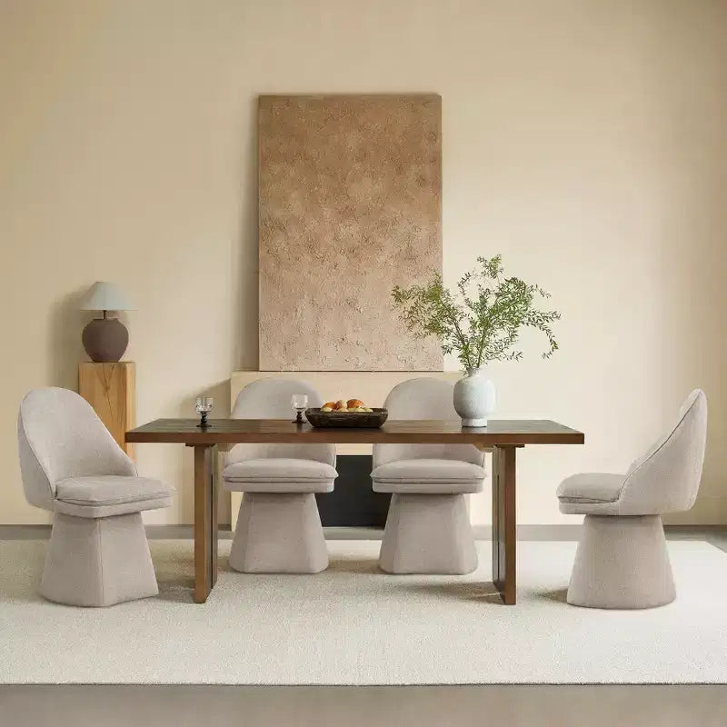 Swivel Dining Chair with High Curved Back & Conical Base