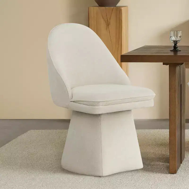 Swivel Dining Chair with High Curved Back & Conical Base