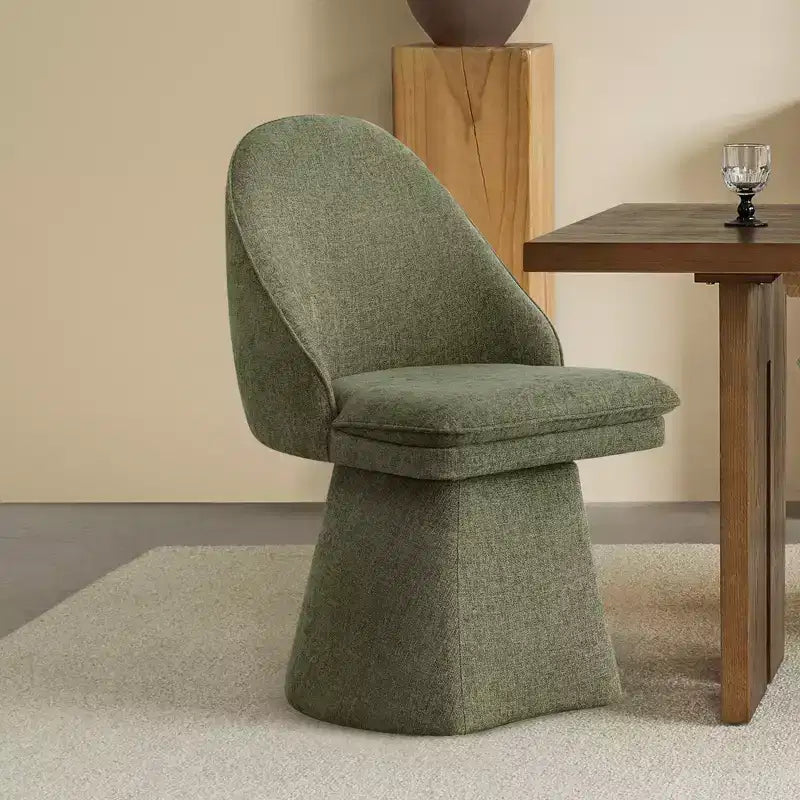 Swivel Dining Chair with High Curved Back & Conical Base