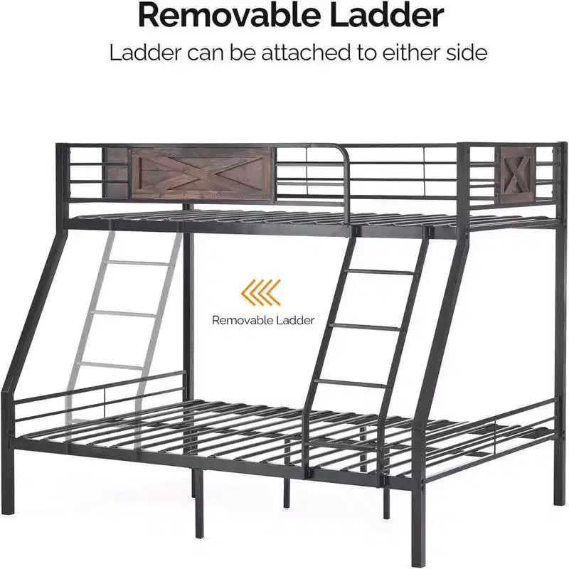 Bunk Bed Twin Over Full Size with 2 Storage Drawers, Heavy Duty Metal Slat Support, No Box Spring Needed