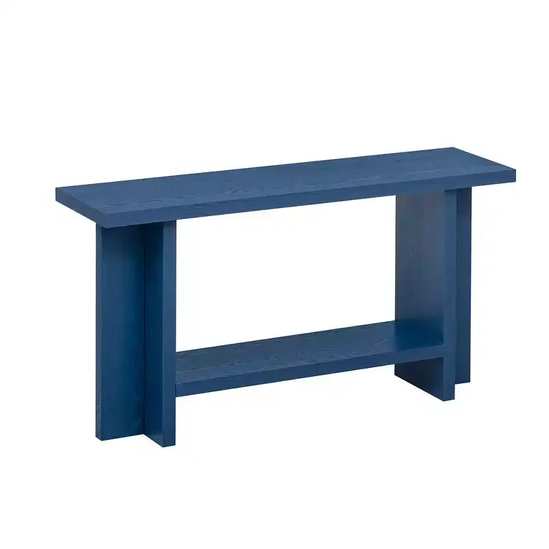 Vintage-Inspired and Ash Wood Veneer Console Table with T-Leg