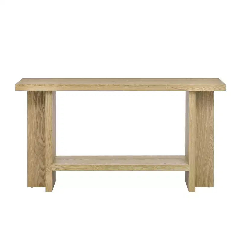 Vintage-Inspired and Ash Wood Veneer Console Table with T-Leg