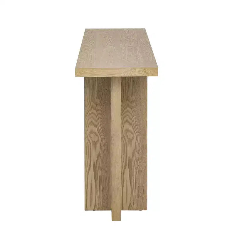 Vintage-Inspired and Ash Wood Veneer Console Table with T-Leg