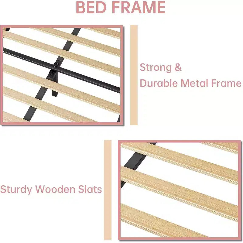 Twin / Twin XL Upholstered Bed Frame Adjustable Headboard, Velvet, Sturdy Slats, No Box Spring Needed