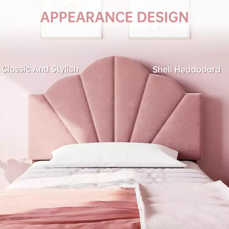 Twin / Twin XL Upholstered Bed Frame Adjustable Headboard, Velvet, Sturdy Slats, No Box Spring Needed