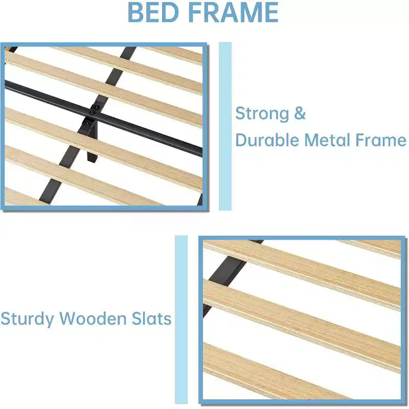 Twin / Twin XL Upholstered Bed Frame Adjustable Headboard, Velvet, Sturdy Slats, No Box Spring Needed
