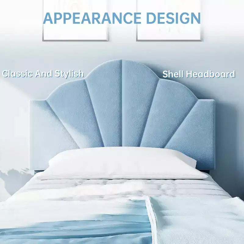 Twin / Twin XL Upholstered Bed Frame Adjustable Headboard, Velvet, Sturdy Slats, No Box Spring Needed