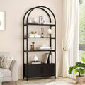 Arched Bookshelf, Bookcase w/Doors Storage, 71 Inches Tall Industrial Book Shelf with Sturdy Metal Frame, Freestanding Display Shelving Unit
