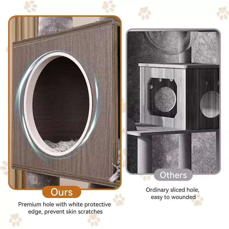Litter Box Enclosure with Cat Tree, 2-in-1 Cat Tower, 66.9-Inch Tall Condo with Scratching Posts