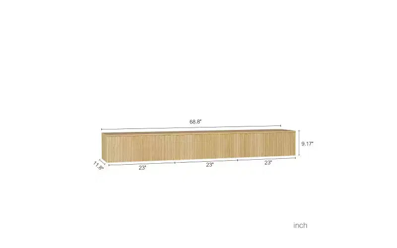 68.8 Floating TV Stand Wall Mounted with 16 Color LEDs,69 Modern TV Stand, Floating TV Cabinet Entertainment Center for 55 60 65 Inch TV, Wood