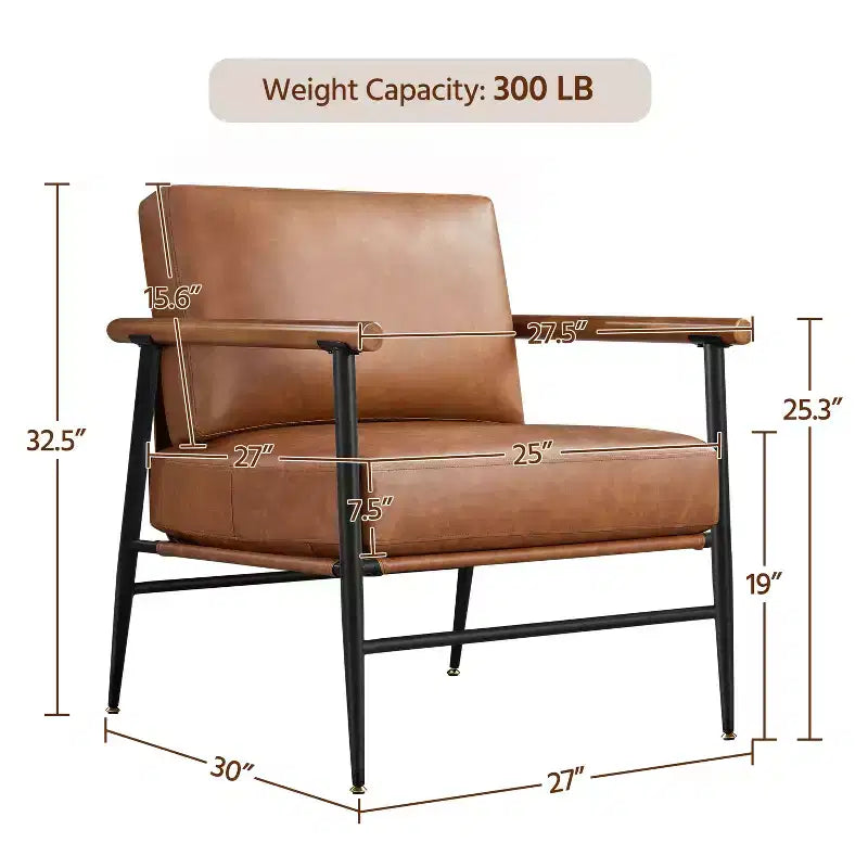 Mid-century Accent Chair Reading Chair with Metal Frame for Living Room, Bedroom