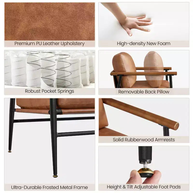 Mid-century Accent Chair Reading Chair with Metal Frame for Living Room, Bedroom