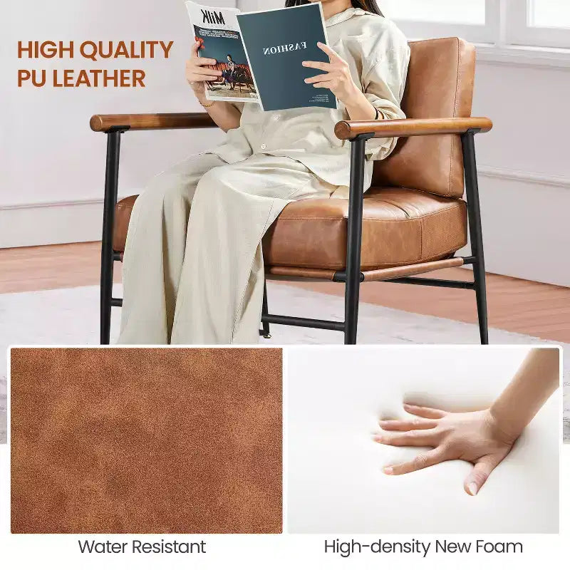 Mid-century Accent Chair Reading Chair with Metal Frame for Living Room, Bedroom