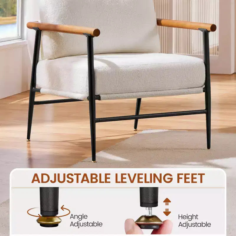 Mid-century Accent Chair Reading Chair with Metal Frame for Living Room, Bedroom