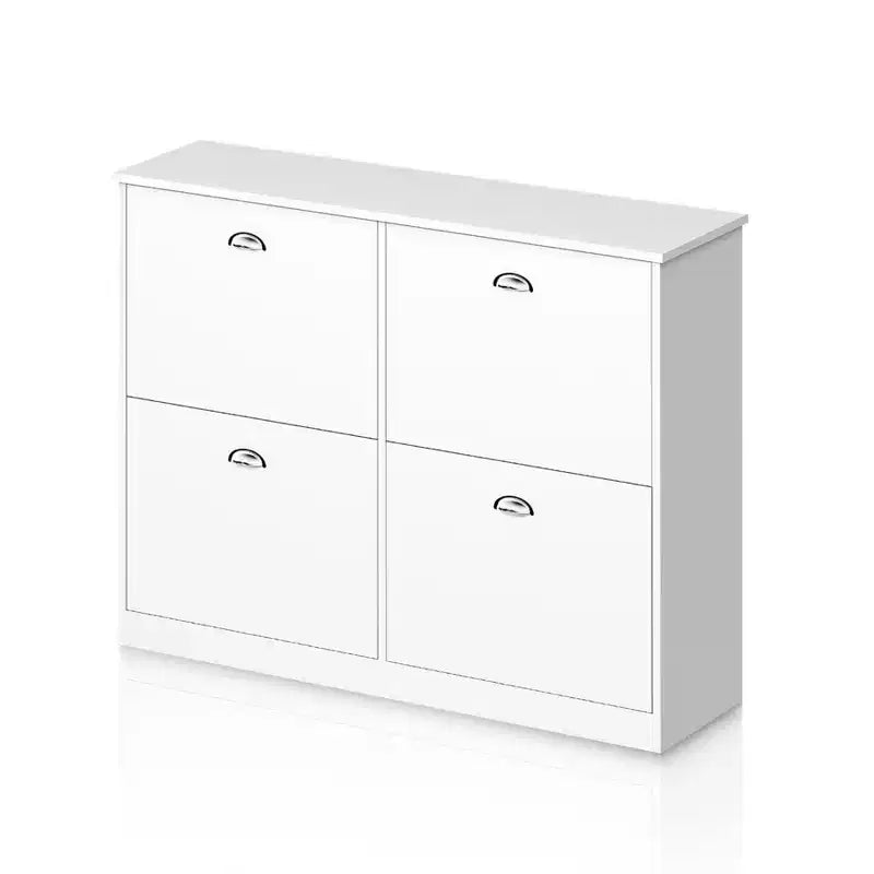 Shoe Cabinet Hidden Slim Narrow Shoe Rack Cabinet with 4 Drawers for Hallway White