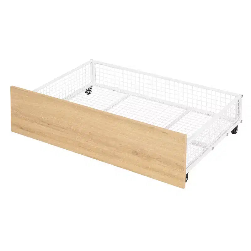 Twin over Full Size Metal Bunk Bed with Storage Staircase, Heavy Duty Steel Bed Frame with Shelving and Open Wardrobe for Teens Adults