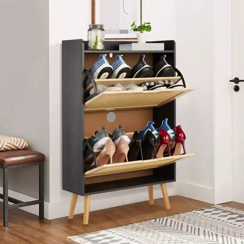 Shoe Storage Cabinet with Flip-Drawers - Ventilated & Odor-Resistant Organizer for 15-20 Pairs of Shoes, Anti-Tip Shoe Cabinet