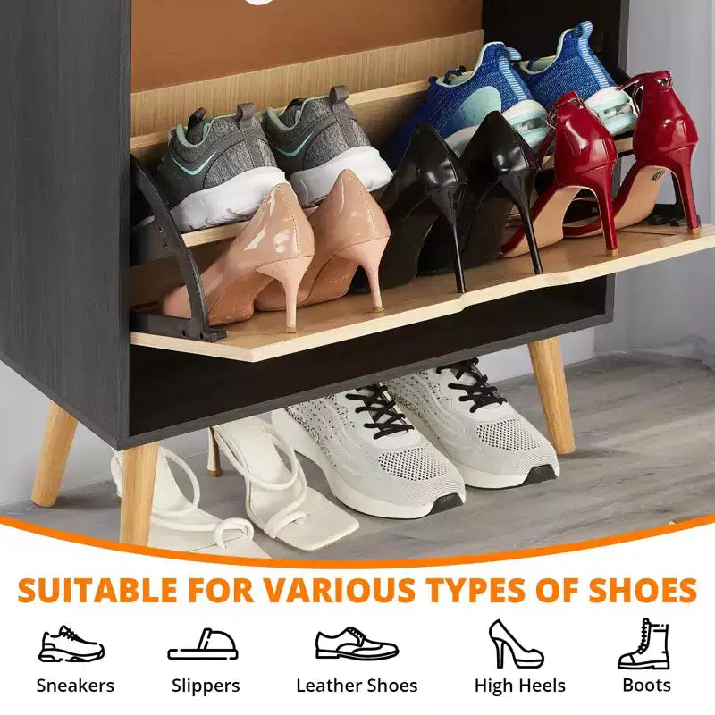 Shoe Storage Cabinet with Flip-Drawers - Ventilated & Odor-Resistant Organizer for 15-20 Pairs of Shoes, Anti-Tip Shoe Cabinet