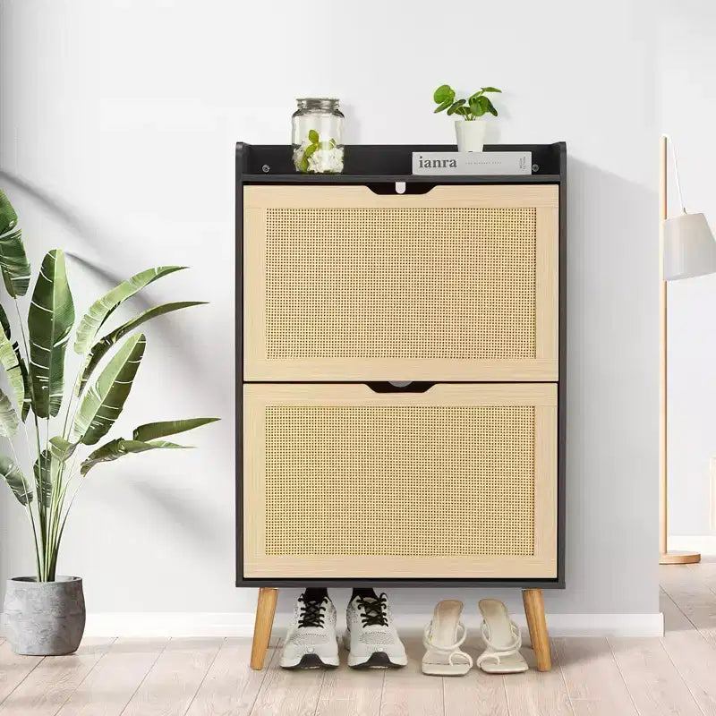 Shoe Storage Cabinet with Flip-Drawers - Ventilated & Odor-Resistant Organizer for 15-20 Pairs of Shoes, Anti-Tip Shoe Cabinet