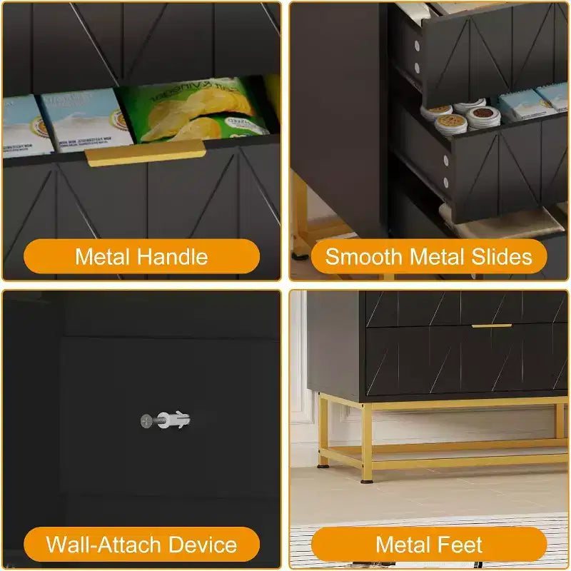 Wood Dresser for Bedroom, Wide Chest of Drawers with 6 Drawer, Large Storage Tower Unit, Closet Store Organizer for Living Room, Hallway