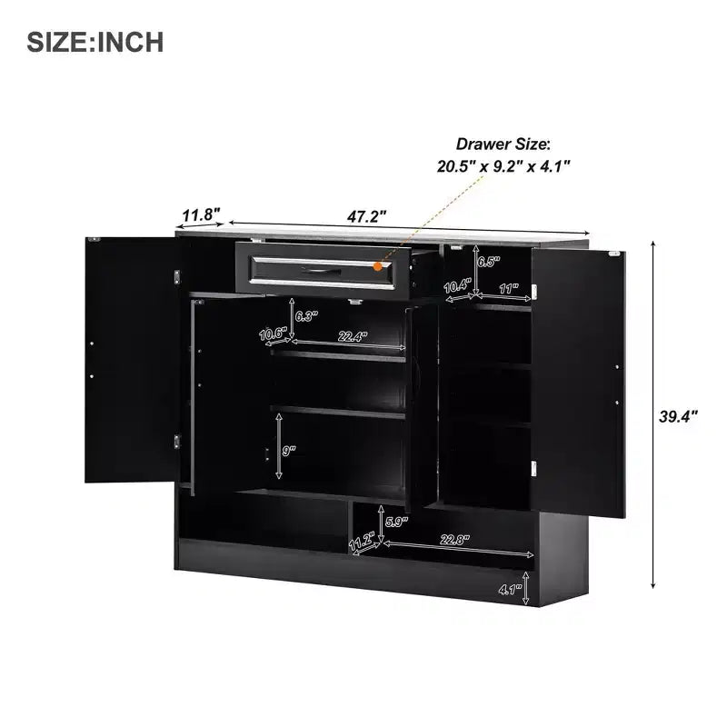 Shoe Cabinet, Storage Cabinet with 4 Doors, 1 Drawer and Adjustable Shelves, Entryway Cabinet for Entryway, Living Room
